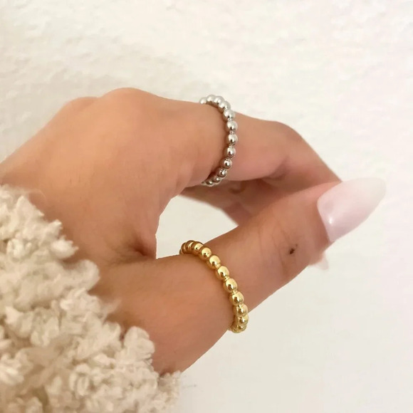 925 Sterling Silver Dainty Bead Ring Minimalist Ring Stackable Ring Band - Picture 5 of 7